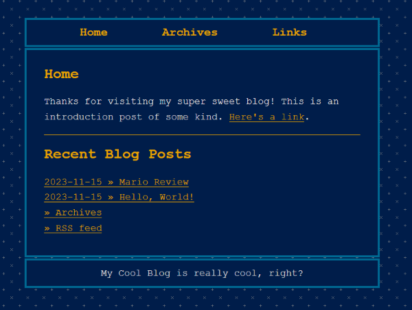 The updated index.html showing the new Mario blog entry